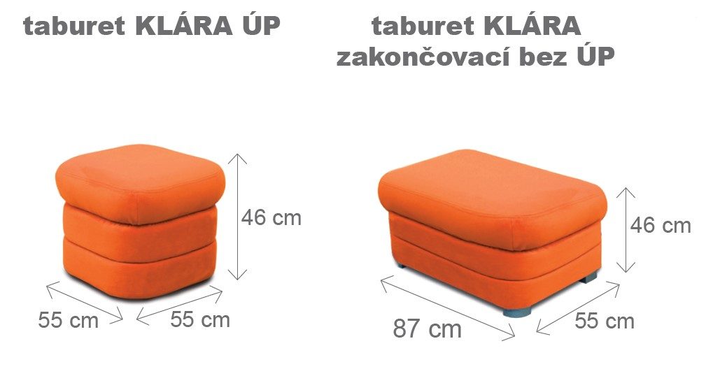 Úložný taburet KLÁRA – varianty a rozměry