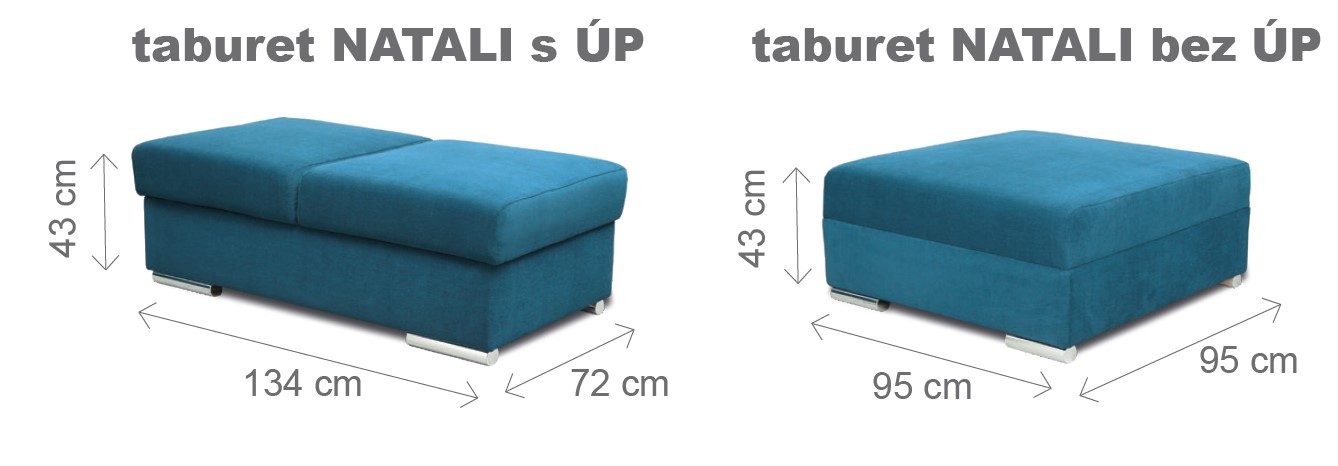 Taburet NATALI 134 × 72 – varianty a rozměry